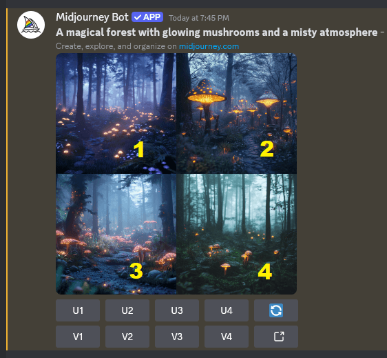 Midjourney on Discord image generation